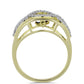 Inel din Argint 925 Placat cu Aur ( 3.71 grame ) cu Diamant Albastru Dansator și Topaz Alb 0.38 Carate