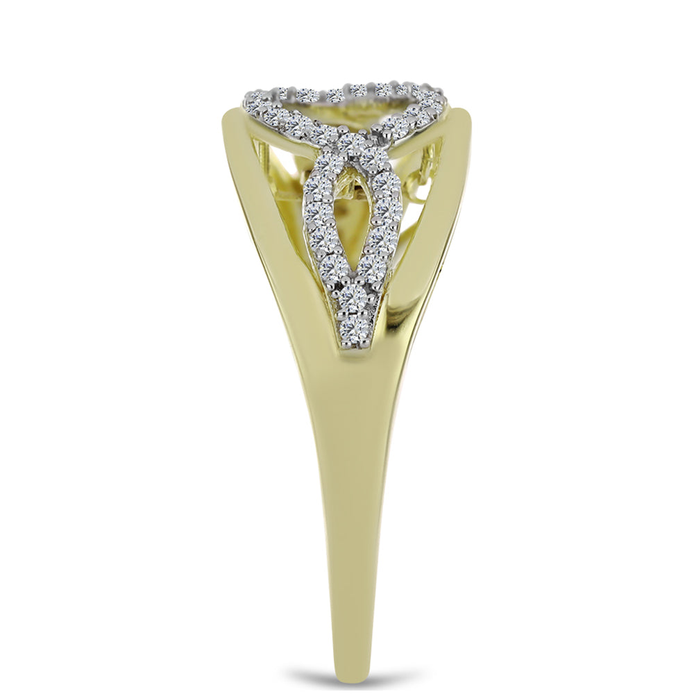 Inel din Argint 925 Placat cu Aur ( 3.71 grame ) cu Diamant Albastru Dansator și Topaz Alb 0.38 Carate 4 