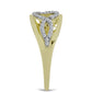 Inel din Argint 925 Placat cu Aur ( 3.71 grame ) cu Diamant Albastru Dansator și Topaz Alb 0.38 Carate