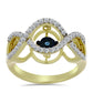 Inel din Argint 925 Placat cu Aur ( 3.8 grame ) cu Diamant Albastru Dansator și Topaz Alb 0.39 Carate