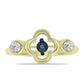 Inel din Argint 925 Placat cu Aur ( 2.91 grame ) cu Diamant Albastru Dansator și Topaz Alb 0.27 Carate