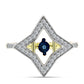 Inel din Argint 925 Placat cu Aur ( 3.25 grame ) cu Diamant Albastru Dansator și Topaz Alb 0.39 Carate