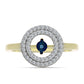 Inel din Argint 925 Placat cu Aur ( 3.3 grame ) cu Diamant Albastru Dansator și Topaz Alb 0.46 Carate