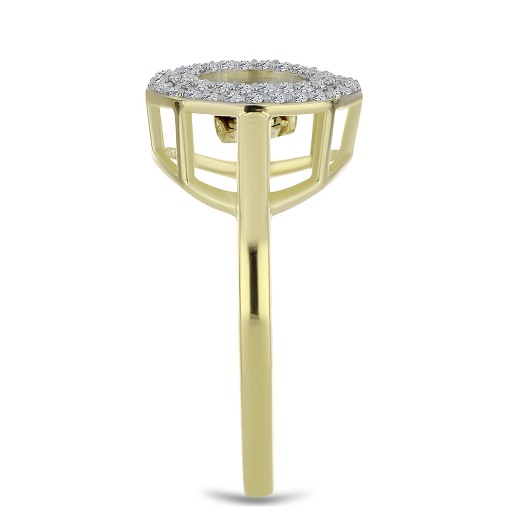 Inel din Argint 925 Placat cu Aur ( 3.3 grame ) cu Diamant Albastru Dansator și Topaz Alb 0.46 Carate 4 