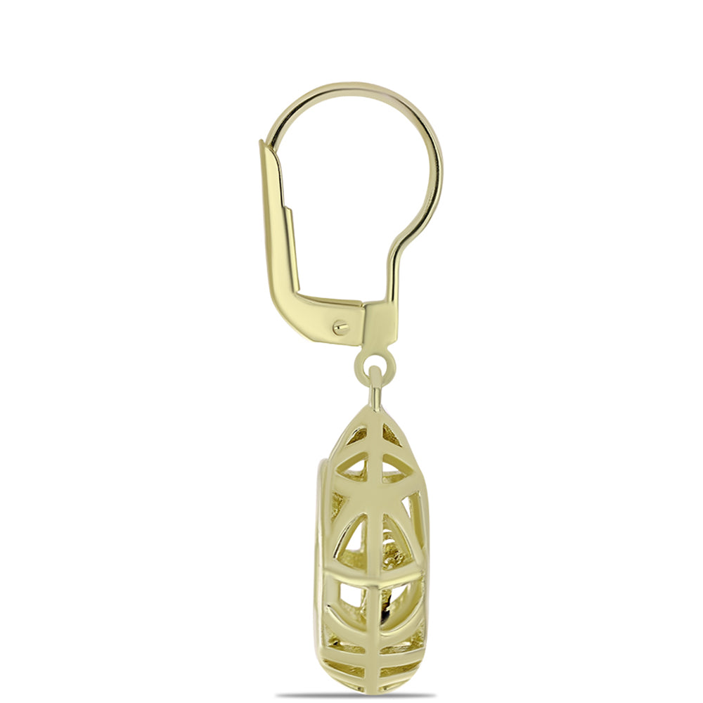 Cercei din Argint 925 Placat cu Aur ( 4.42 grame ) cu Diamant Albastru Dansator 0.02 Carate 4 