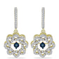 Cercei din Argint 925 Placat cu Aur ( 5.52 grame ) cu Diamant Albastru Dansator și Topaz Alb 1.06 Carate