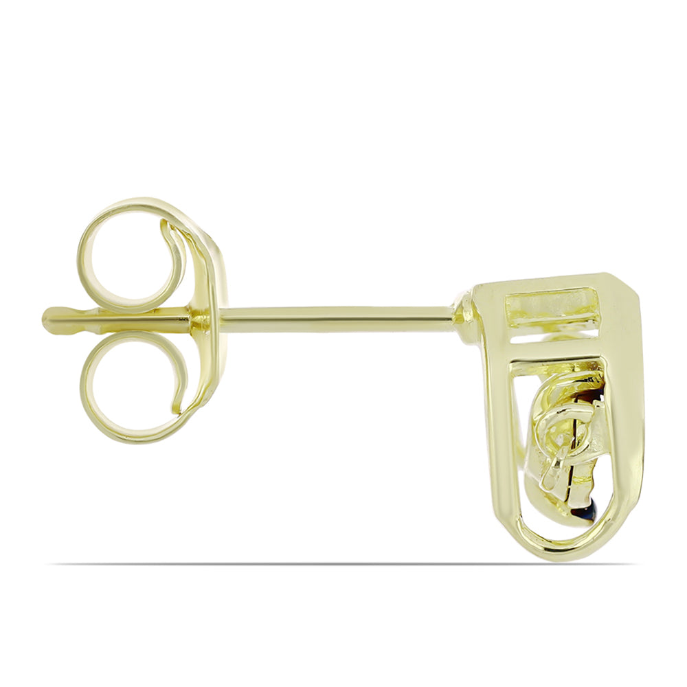 Cercei din Argint 925 Placat cu Aur ( 1.65 grame ) cu Diamant Albastru Dansator 0.01 Carate 2 