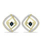Cercei din Argint 925 Placat cu Aur ( 4.95 grame ) cu Diamant Albastru Dansator și Topaz Alb 0.59 Carate
