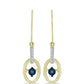 Cercei din Argint 925 Placat cu Aur ( 2.67 grame ) cu Diamant Albastru Dansator și Topaz Alb 0.11 Carate