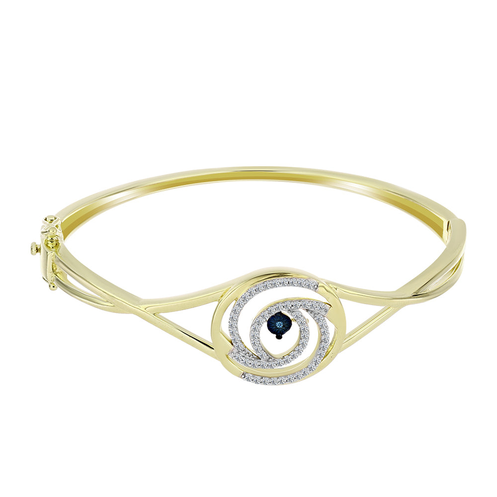 Brățară din Argint 925 Placat cu Aur ( 18.93 grame ) cu Diamant Albastru Dansator și Topaz Alb 0.55 Carate 1 