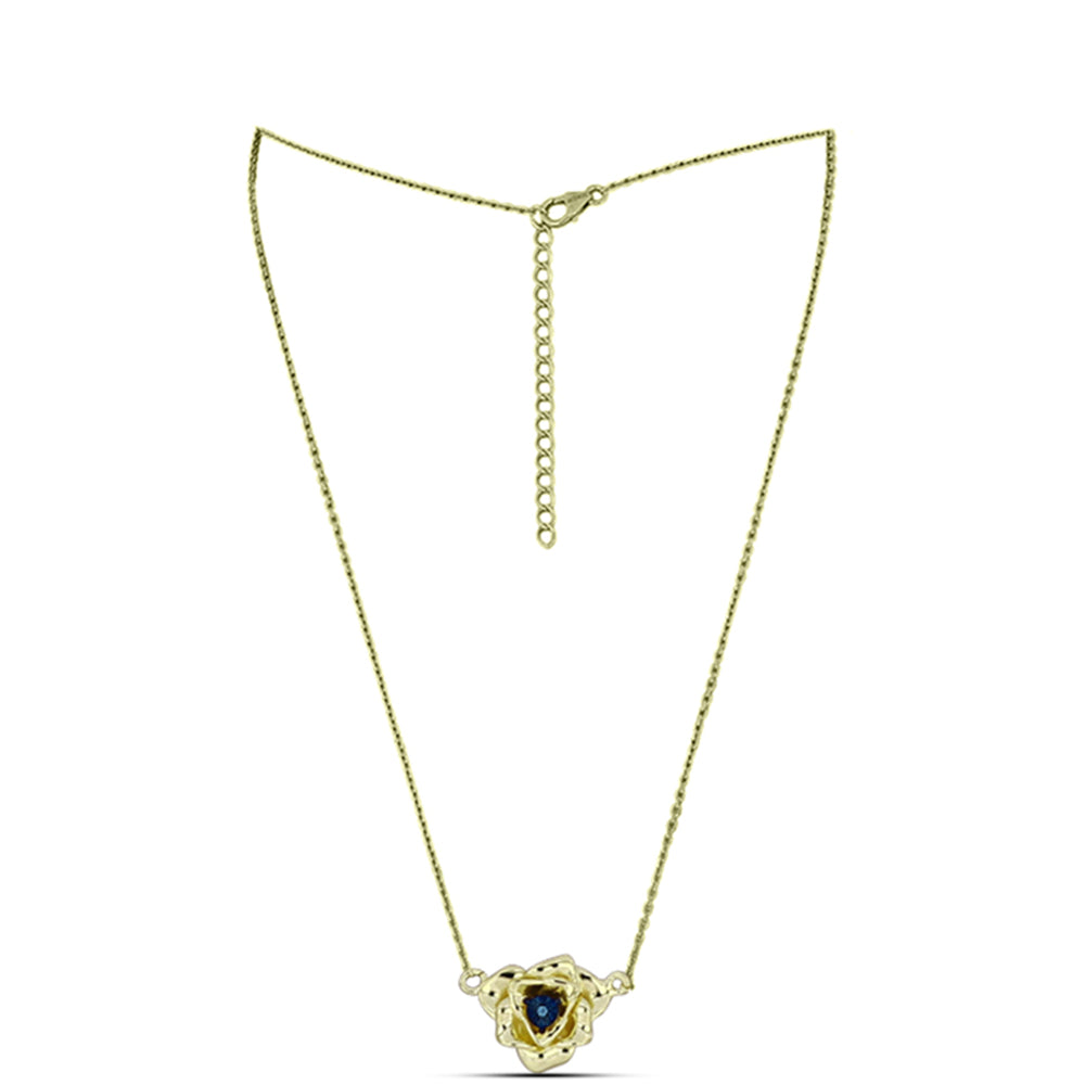 Colier din Argint 925 Placat cu Aur ( 4.73 grame ) cu Diamant Albastru Dansator 0.01 Carate 1 