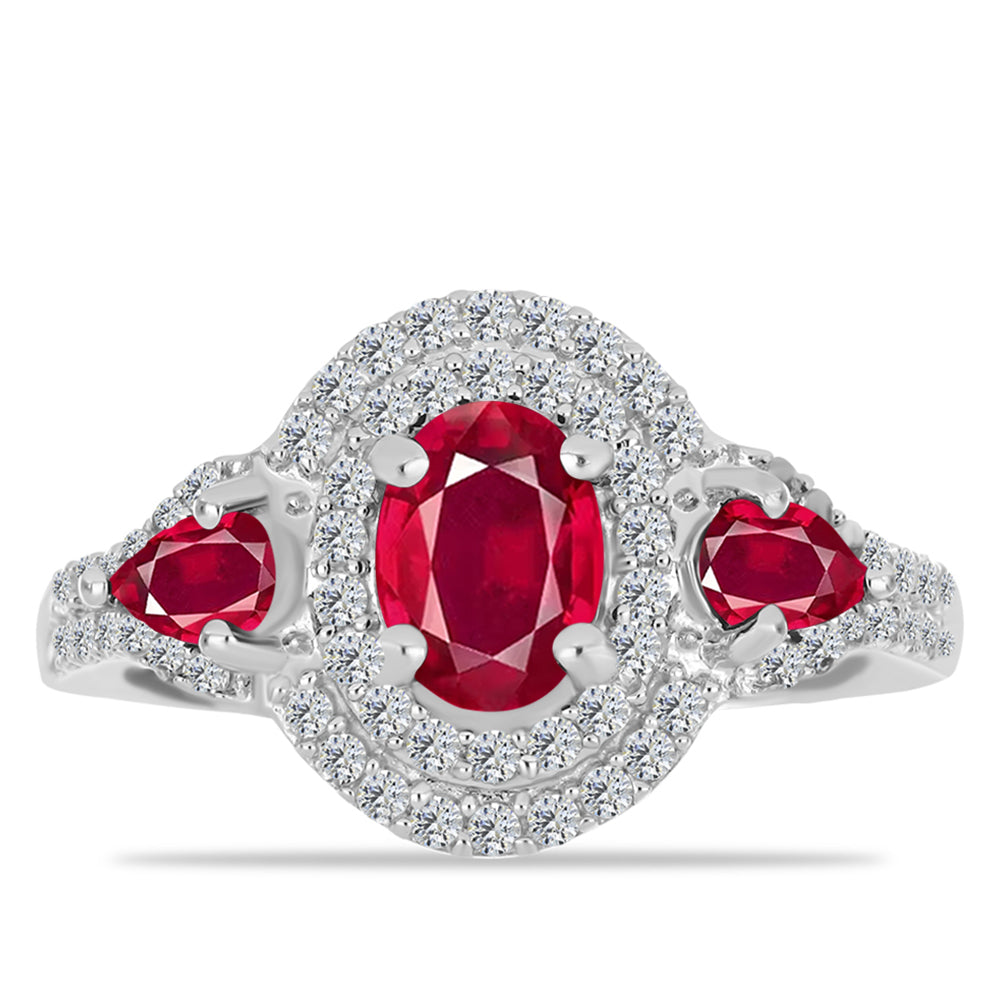 Inel din Argint 925 ( 3.27 grame ) cu Rubin Malagasy și Topaz Alb 2.35 Carate