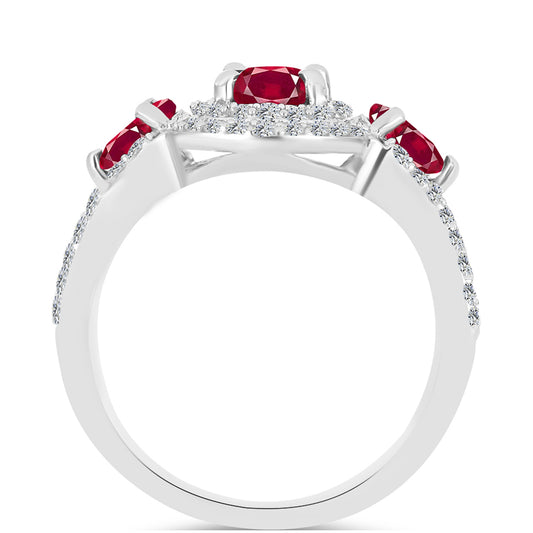 Inel din Argint 925 ( 3.27 grame ) cu Rubin Malagasy și Topaz Alb 2.35 Carate