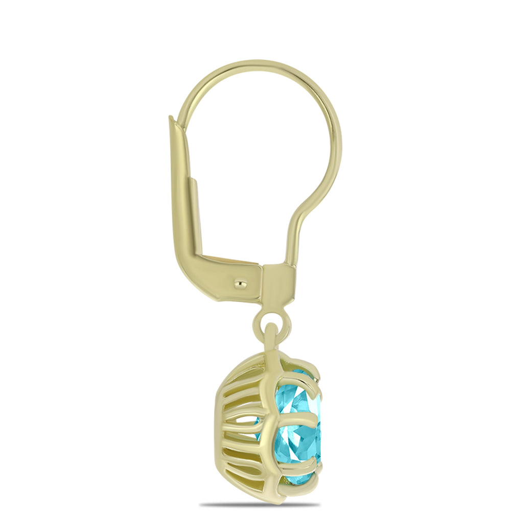 Cercei din Argint 925 Placat cu Aur ( 2.37 grame ) cu Cuarț Paraiba 2.38 Carate 2 