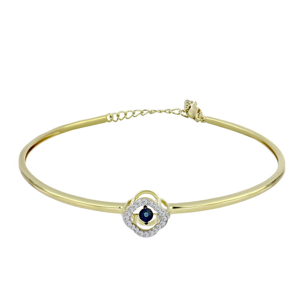 Brățară din Argint 925 Placat cu Aur ( 7.82 grame ) cu Diamant Albastru Dansator și Topaz Alb 0.17 Carate 1 