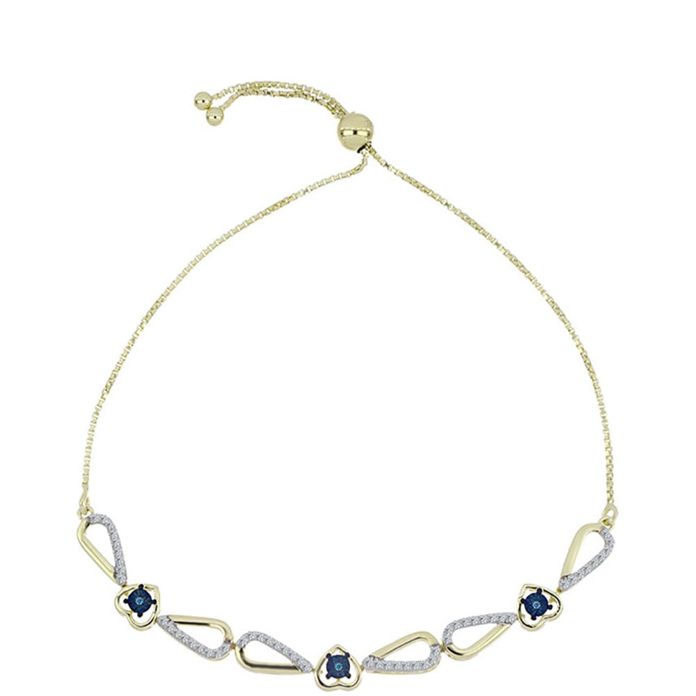 Brățară din Argint 925 Placat cu Aur ( 5.9 grame ) cu Diamant Albastru Dansator și Topaz Alb 0.51 Carate 1 
