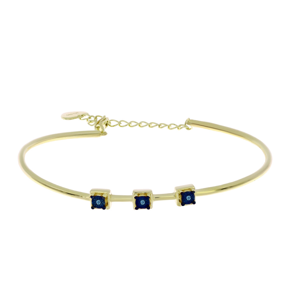 Brățară din Argint 925 Placat cu Aur ( 5.02 grame ) cu Diamant Albastru Dansator 0.02 Carate 1 