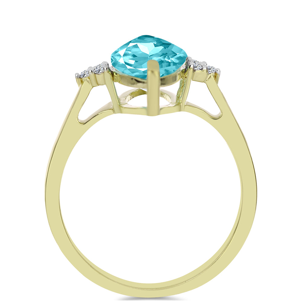 Inel din Argint 925 Placat cu Aur ( 2.03 grame ) cu Cuarț Paraiba și Topaz Alb 2.47 Carate
