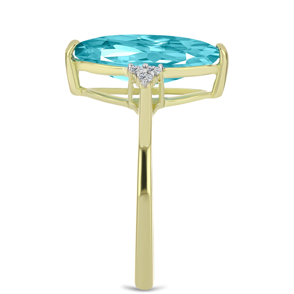Inel din Argint 925 Placat cu Aur ( 2.03 grame ) cu Cuarț Paraiba și Topaz Alb 2.47 Carate 4 