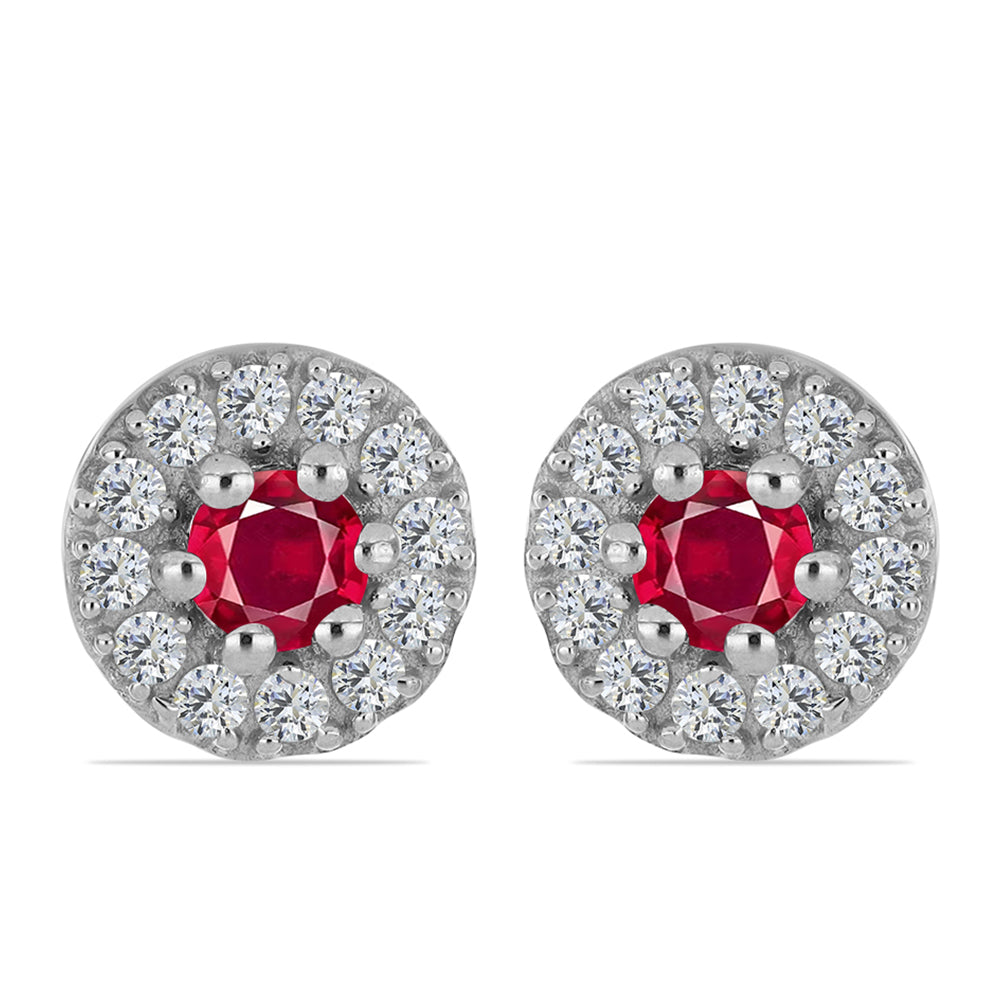 Set din Argint 925 ( 2.91 grame ) cu Rubin Malagasy și Topaz Alb 0.78 Carate ( Cercei+Inel ) 2 