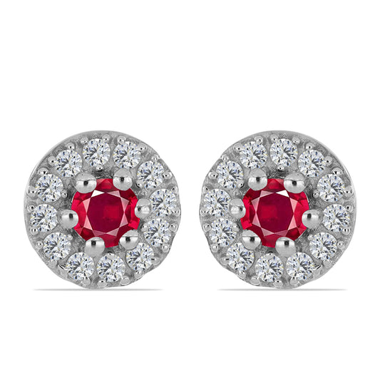 Set din Argint 925 ( 2.91 grame ) cu Rubin Malagasy și Topaz Alb 0.78 Carate ( Cercei+Inel )