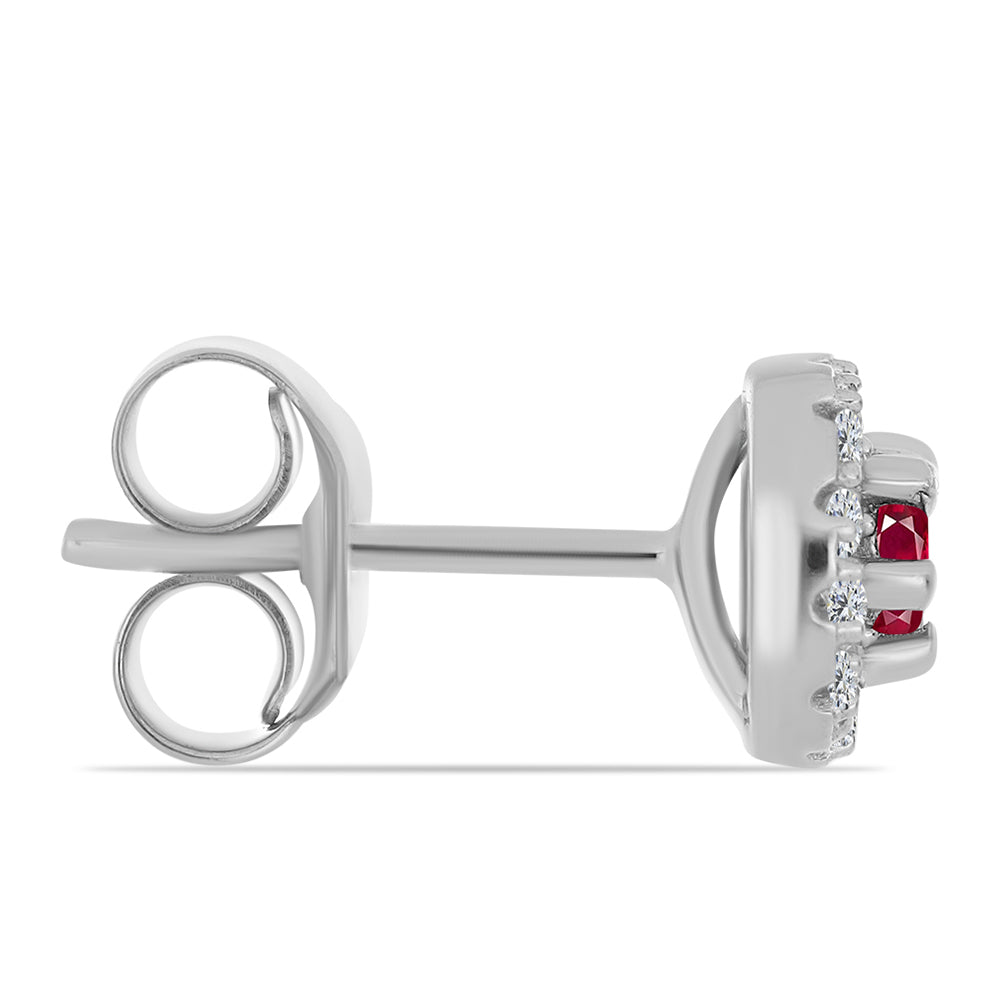 Set din Argint 925 ( 2.91 grame ) cu Rubin Malagasy și Topaz Alb 0.78 Carate ( Cercei+Inel ) 4 