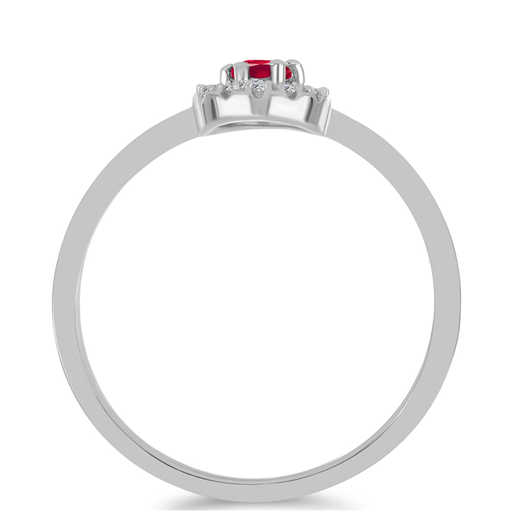 Set din Argint 925 ( 2.91 grame ) cu Rubin Malagasy și Topaz Alb 0.78 Carate ( Cercei+Inel ) 5 