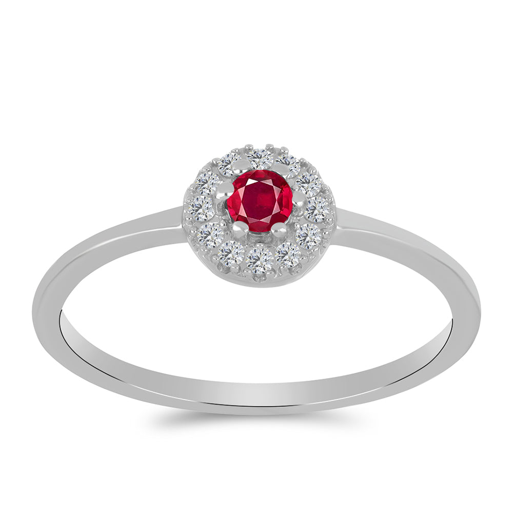 Set din Argint 925 ( 2.91 grame ) cu Rubin Malagasy și Topaz Alb 0.78 Carate ( Cercei+Inel ) 6 