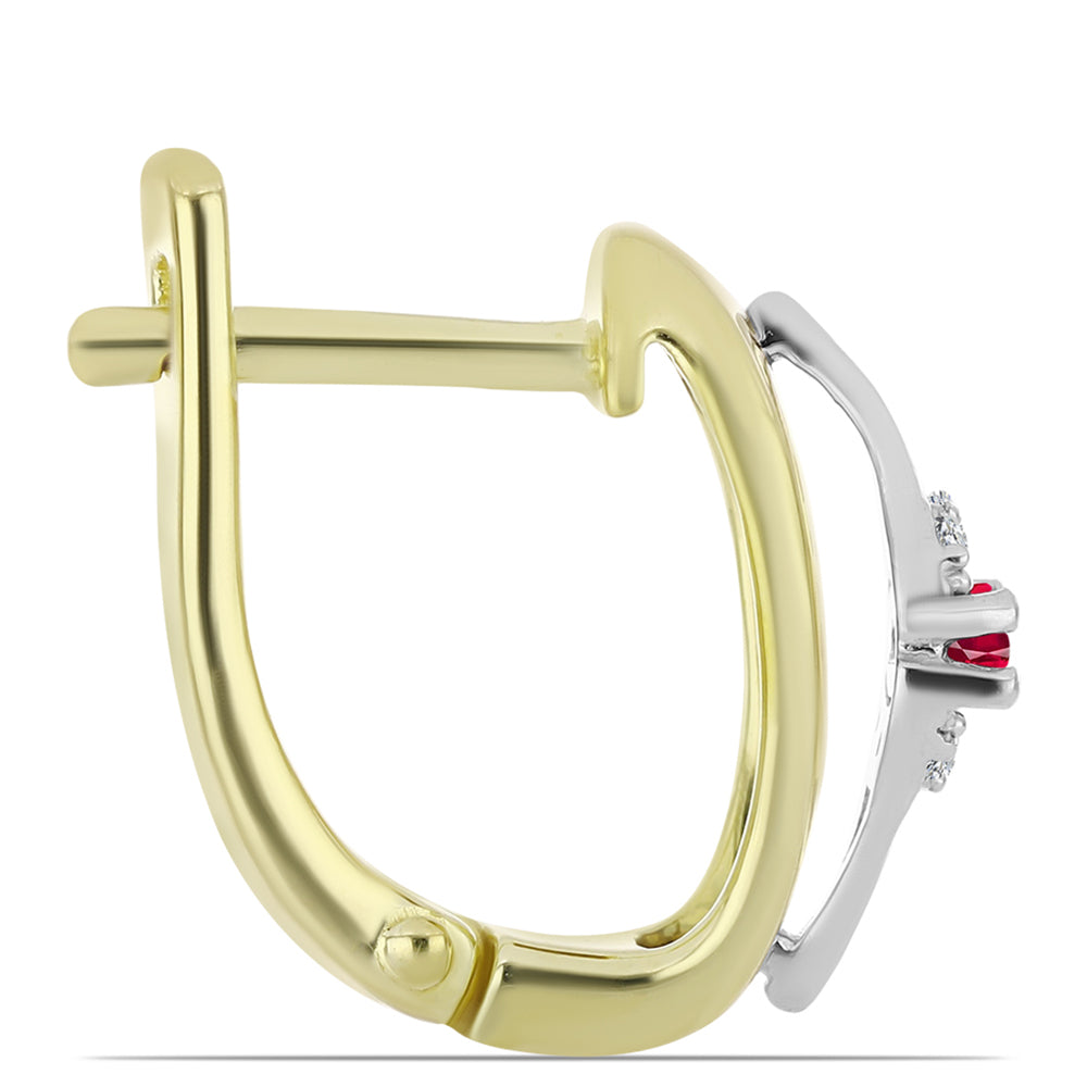 Cercei din Argint 925 ( 3.52 grame ) cu Rubin Malagasy și Topaz Alb 0.29 Carate 2 