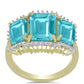 Inel din Argint 925 Placat cu Aur ( 3.88 grame ) cu Cuarț Paraiba și Topaz Alb 5.86 Carate