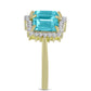 Inel din Argint 925 Placat cu Aur ( 3.88 grame ) cu Cuarț Paraiba și Topaz Alb 5.86 Carate
