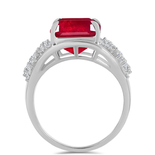 Inel din Argint 925 ( 3.27 grame ) cu Rubin Malagasy și Topaz Alb 10.18 Carate