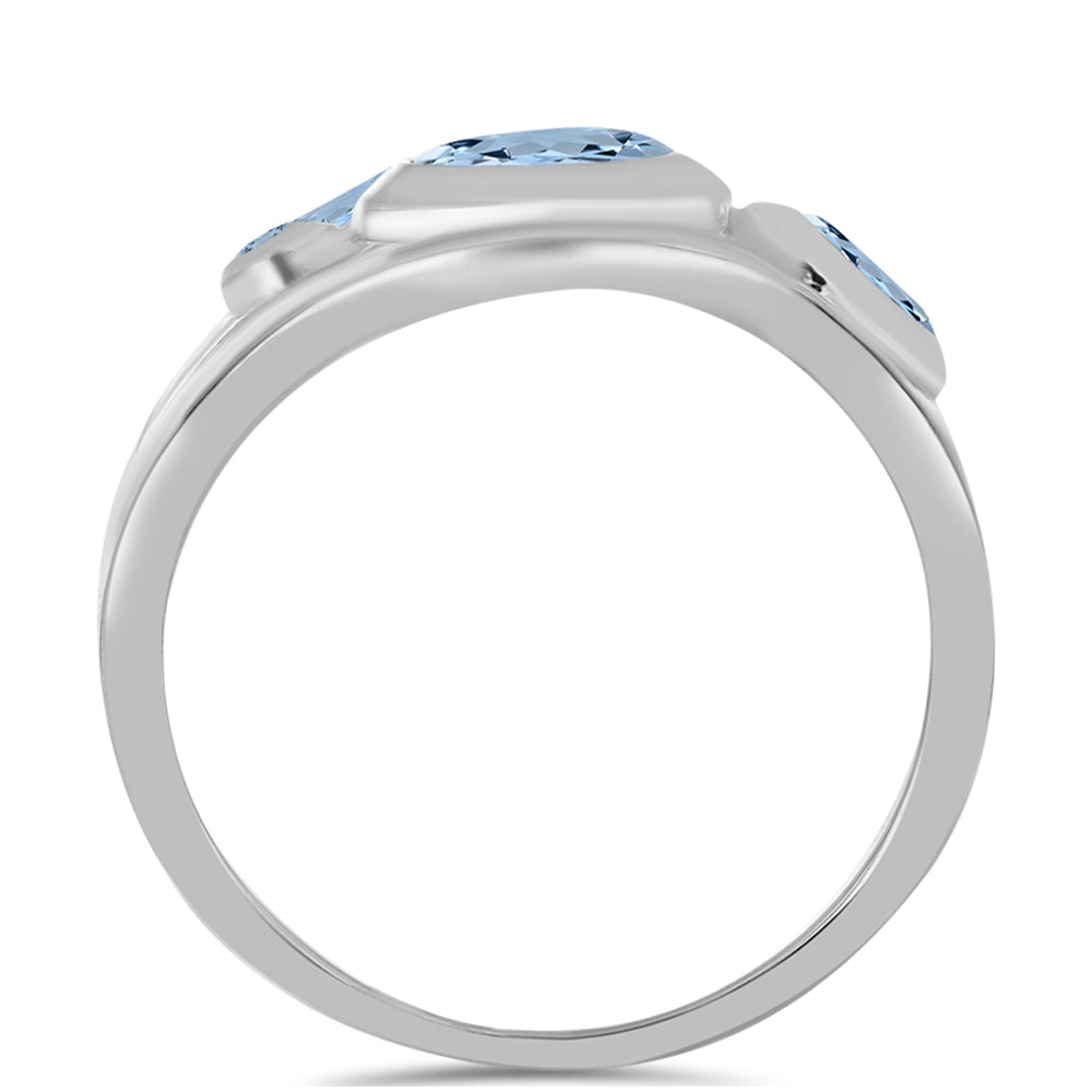 Inel din Argint 925 ( 4.06 grame ) cu Acvamarin Embu County și Topaz Alb 1.22 Carate