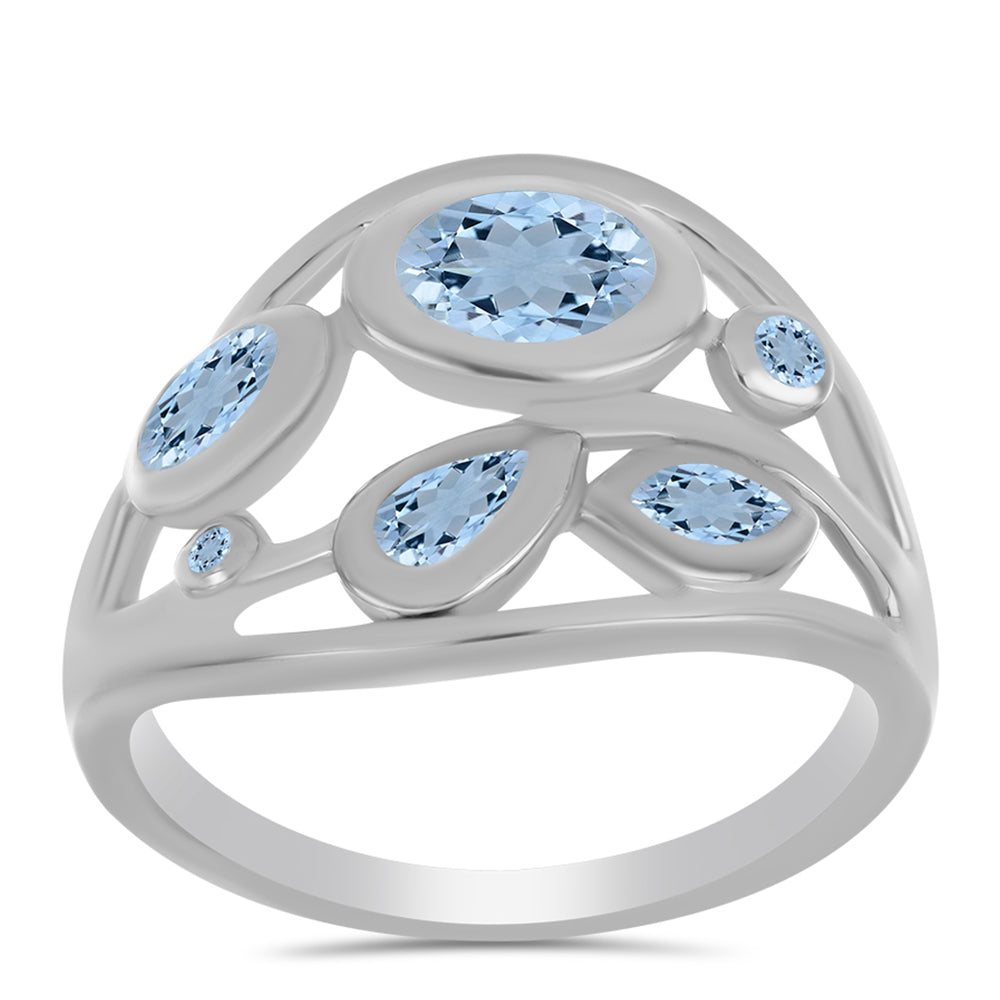 Inel din Argint 925 ( 4.06 grame ) cu Acvamarin Embu County și Topaz Alb 1.22 Carate