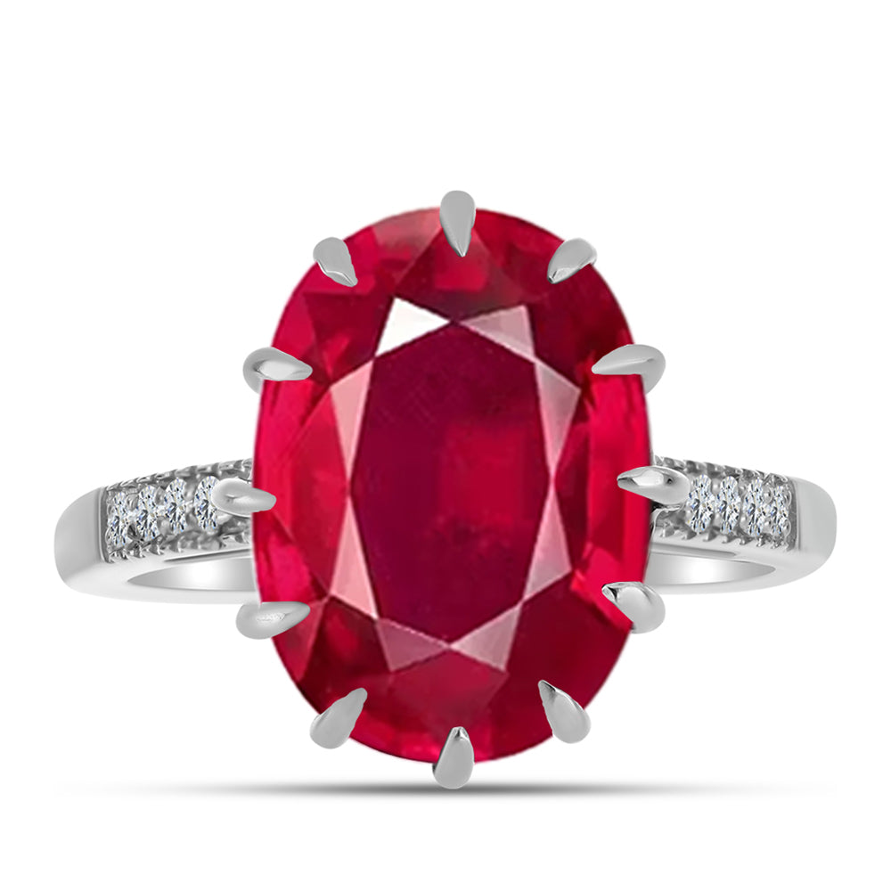 Inel din Argint 925 ( 2.7 grame ) cu Rubin Malagasy și Topaz Alb 8.89 Carate