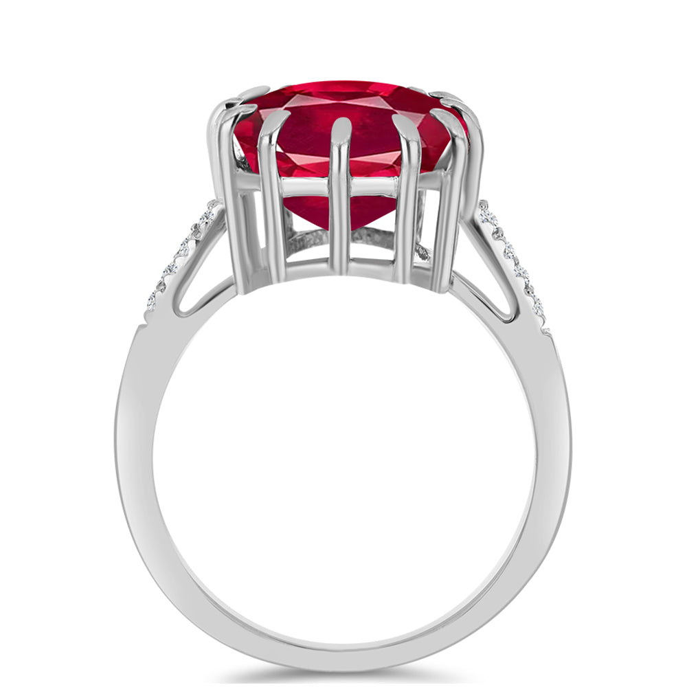 Inel din Argint 925 ( 2.7 grame ) cu Rubin Malagasy și Topaz Alb 8.89 Carate