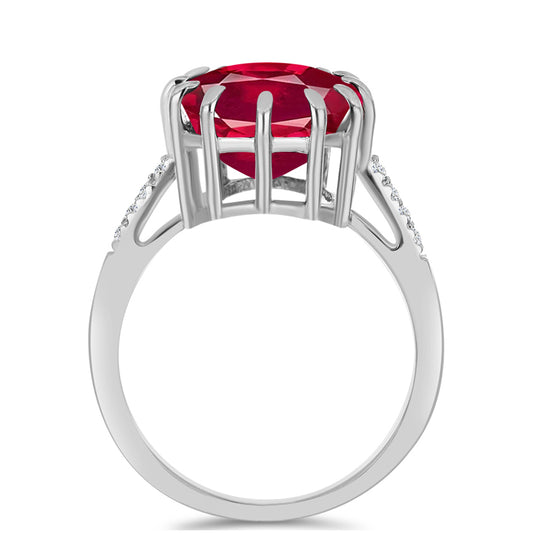 Inel din Argint 925 ( 2.7 grame ) cu Rubin Malagasy și Topaz Alb 8.89 Carate