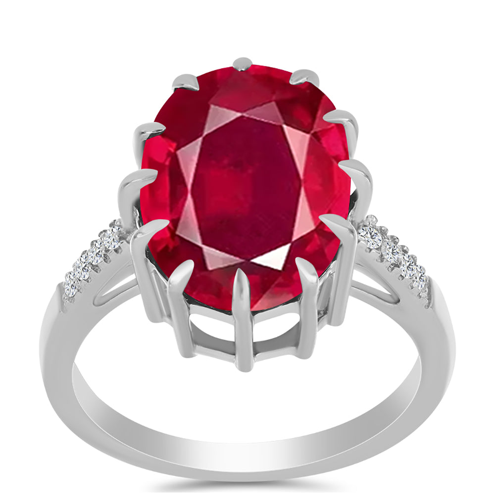 Inel din Argint 925 ( 2.7 grame ) cu Rubin Malagasy și Topaz Alb 8.89 Carate