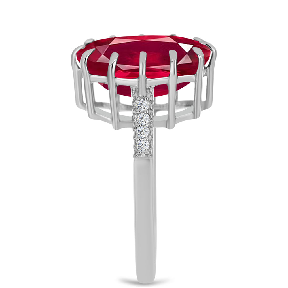 Inel din Argint 925 ( 2.7 grame ) cu Rubin Malagasy și Topaz Alb 8.89 Carate 8 