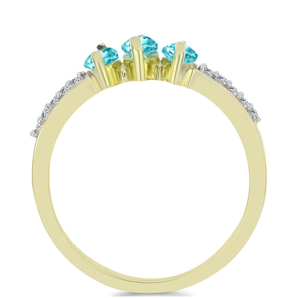 Inel din Argint 925 Placat cu Aur ( 2.05 grame ) cu Cuarț Paraiba și Topaz Alb 0.71 Carate