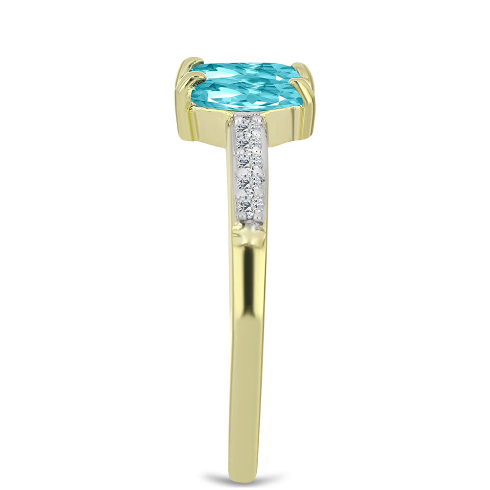 Inel din Argint 925 Placat cu Aur ( 2.05 grame ) cu Cuarț Paraiba și Topaz Alb 0.71 Carate 4 
