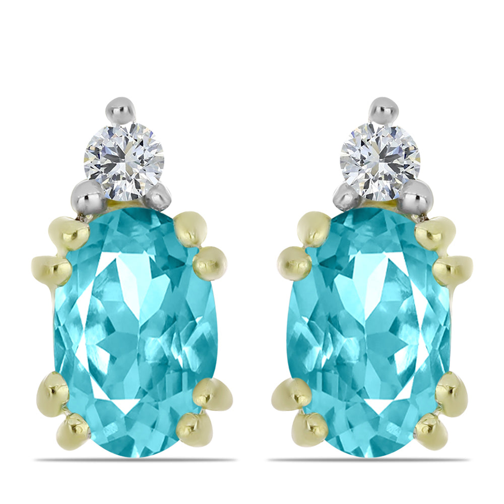 Cercei din Argint 925 Placat cu Aur ( 1.15 grame ) cu Cuarț Paraiba și Topaz Alb 0.85 Carate 1 