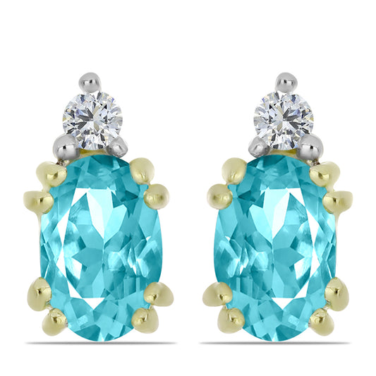Cercei din Argint 925 Placat cu Aur ( 1.15 grame ) cu Cuarț Paraiba și Topaz Alb 0.85 Carate