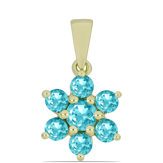 Pandantiv din Argint 925 Placat cu Aur ( 1.06 grame ) cu Cuarț Paraiba 1.05 Carate