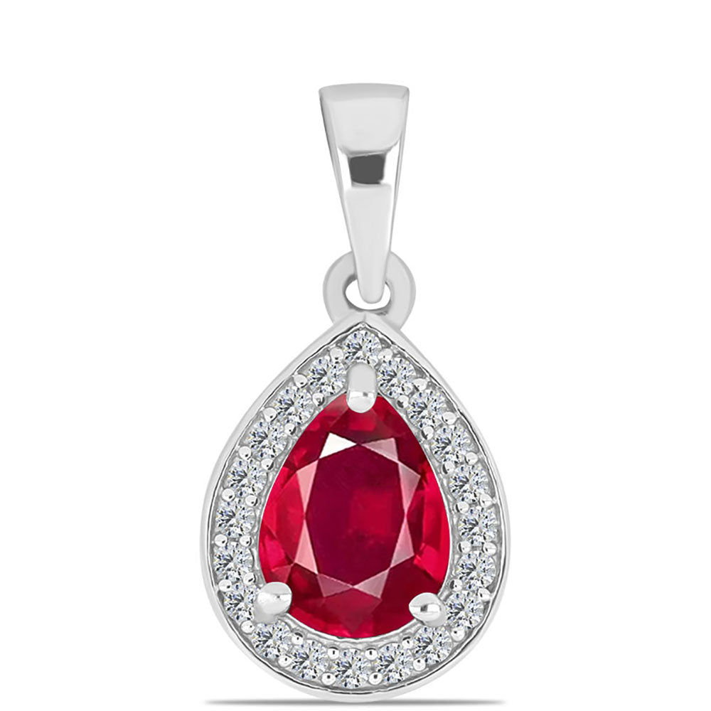 Pandantiv din Argint 925 ( 1.09 grame ) cu Rubin Malagasy și Topaz Alb 1.68 Carate