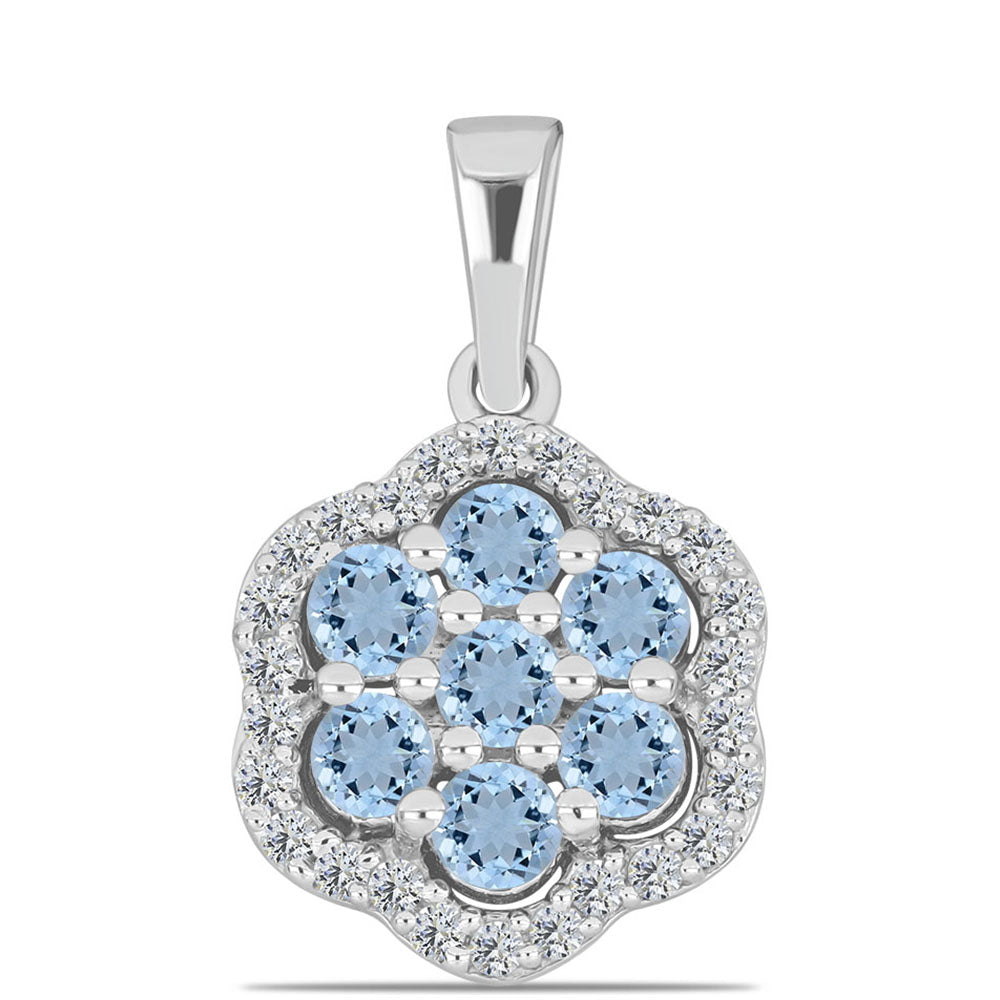 Pandantiv din Argint 925 ( 1.64 grame ) cu Acvamarin Embu County și Topaz Alb 1.09 Carate