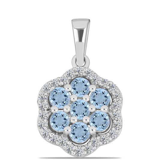 Pandantiv din Argint 925 ( 1.64 grame ) cu Acvamarin Embu County și Topaz Alb 1.09 Carate