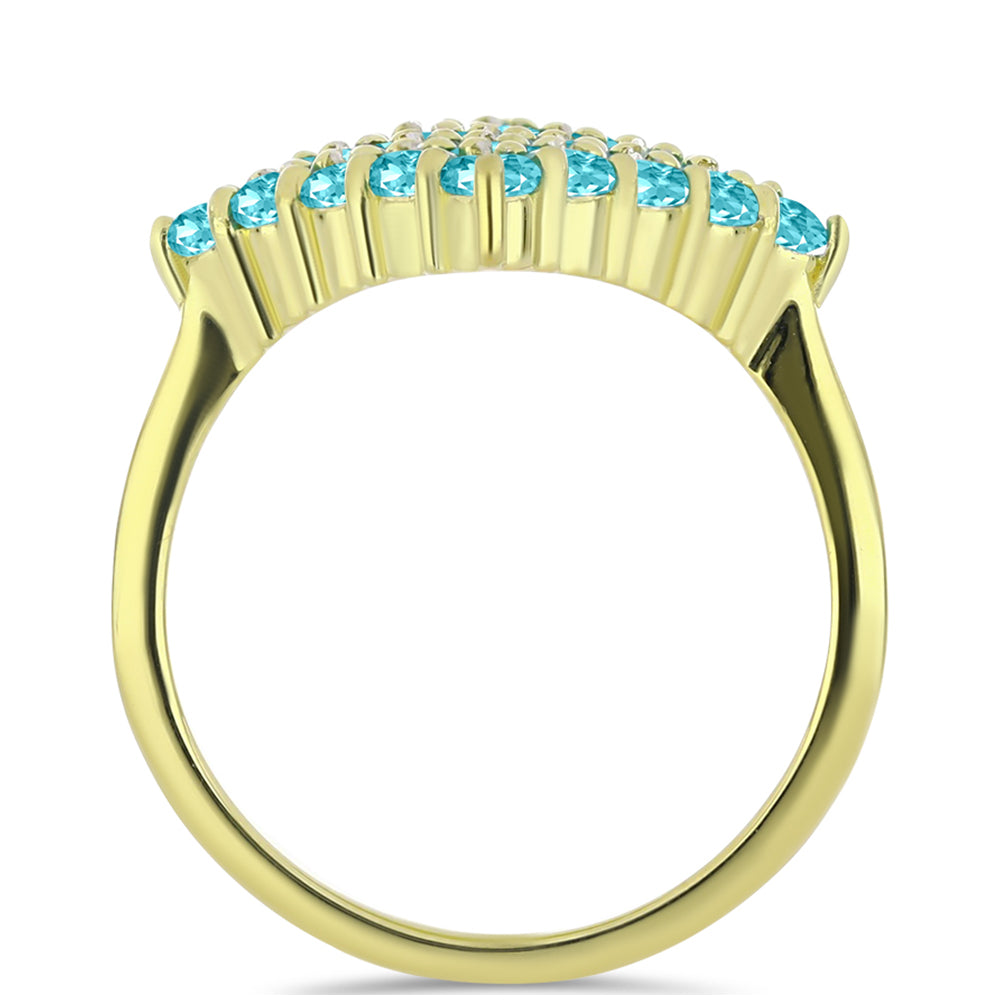 Inel din Argint 925 Placat cu Aur ( 3 grame ) cu Cuarț Paraiba 1.54 Carate