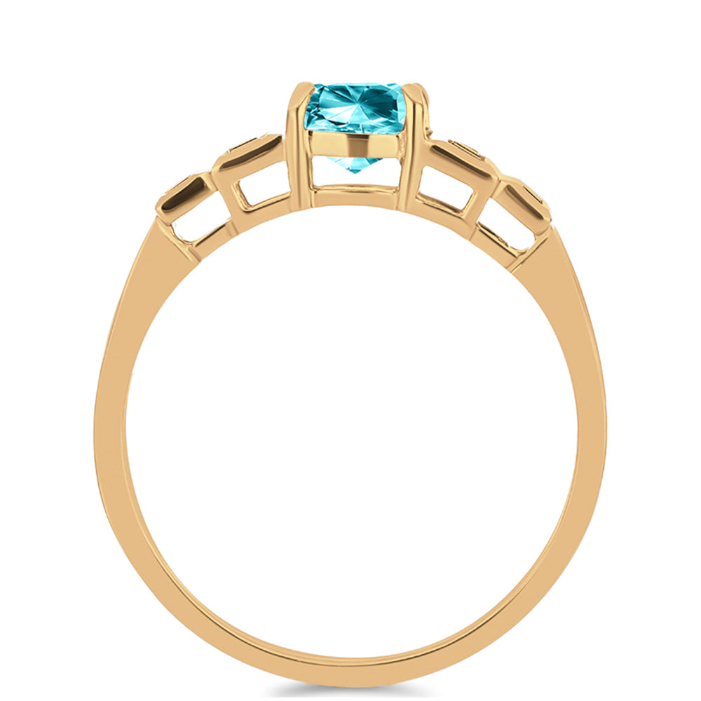 Inel din Argint 925 Placat cu Aur ( 2.11 grame ) cu Cuarț Paraiba și Zircon Alb 1.35 Carate 3 