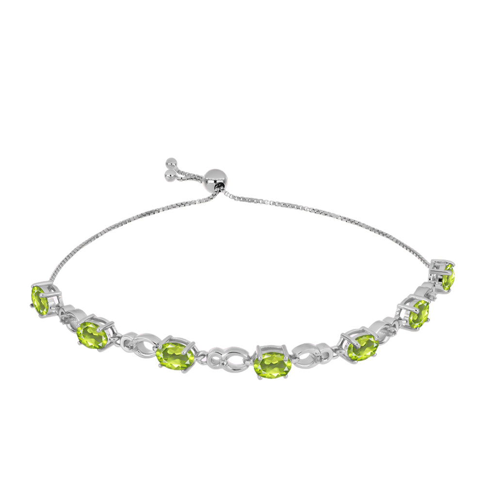 Brățară din Argint 925 ( 7.61 grame ) cu Peridot Changbai și Topaz Alb 5.83 Carate 1 